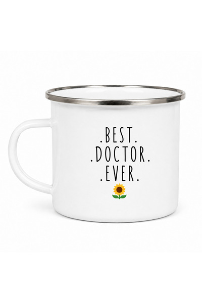 OEM Best Doctor Ever enamel mug, enameled metal, white