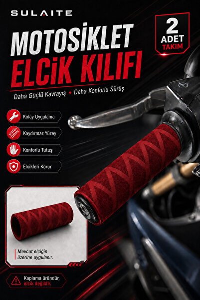 SULAITE Kırmızı Universal Motosiklet Kauçuk Elcik Kaplama Takımı Kırmızı Moto...