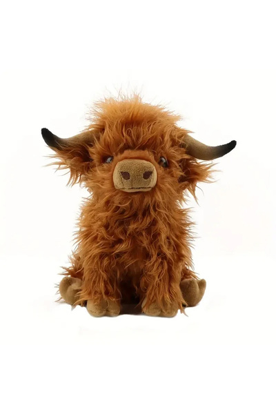 Choice 30cm Brown 30cm Simulation Kyloe Cream Highland Cow Animal Plush Doll ...