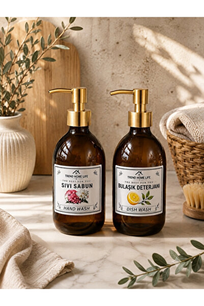 Trend Home Life Amber Gold Cap 500 ml Liquid Soap Dishwashing Detergent Glass...