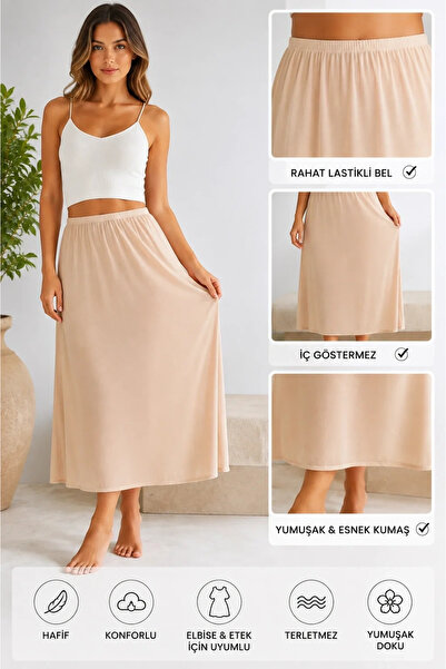 bysoca Women's Beige Cotton Combed Cotton Underwear Skirt Inner Lining Pettic...