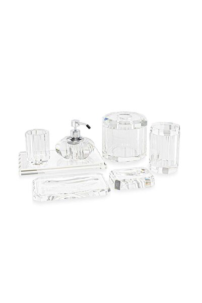 memonza Myra Kristal Banyo Complete Set Gümüş - 7 Parça