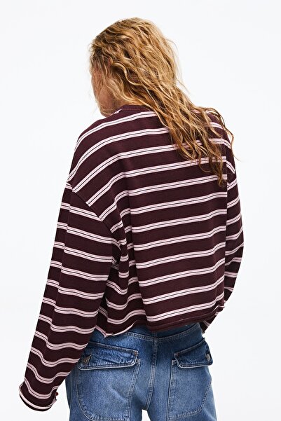 Bershka Çizgili bisiklet yaka sweatshirt