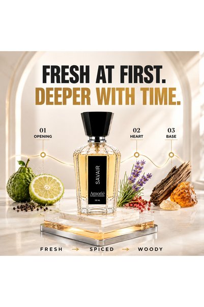Amorie PERFUMES & FRAGNANCE Amorié PERFUMES & FRAGRANCES SAVAIR Eau de Parfum for Men 100ML, Fresh Citrus Woody Aromatic Scent with Bergamot, Black Pepper, Lavender, Vetiver, Cedar & Ambroxan