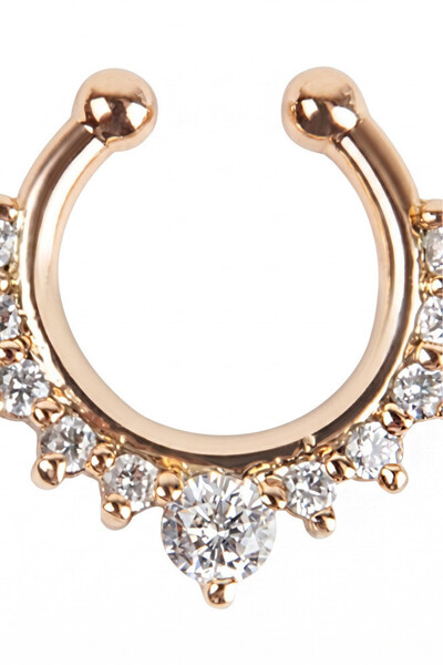 VeeShop Inel fals pentru nas Septum Ring tip coronita cu cristale, piercing f...