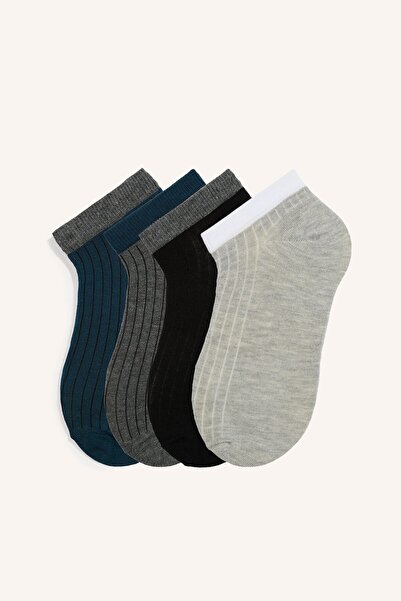 DeFacto Women's Set of 5 Wavy Edge Ribbed Cotton Booties Socks I4834Axns