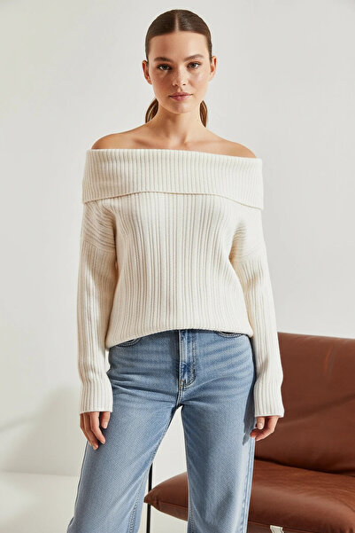 Efnaz style Women's Degaje Collar Cream Sweater