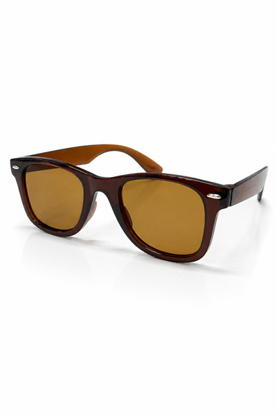 Wonna Unisex Brown Sunglasses – Retro Vintage Rectangular Frame Brown Lens
