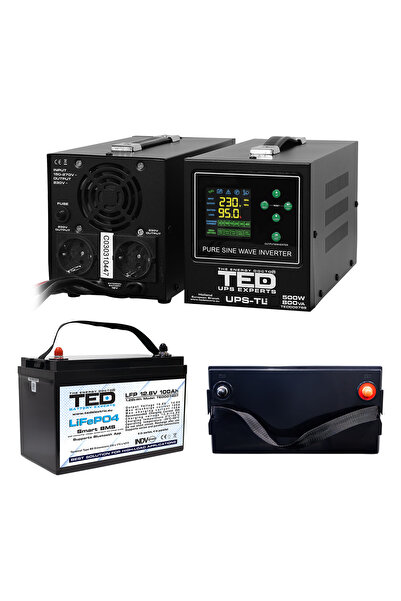 TED Electric Pachet UPS 800VA/500W Runtime Extins cu Acumulator Extern LiFePO...