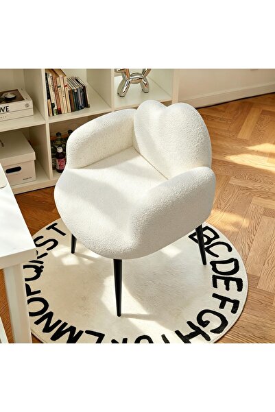 Sumkyle Modern Upholstered Vanity Chair with Arms, No Wheels Desk Chair, Soft...