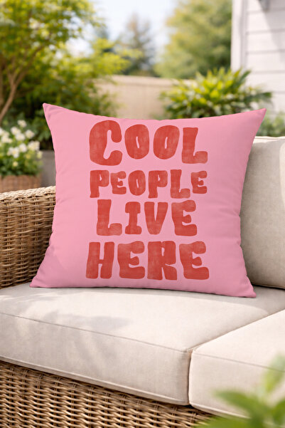 Evmila Cool People Live Here Pink Text Printed Decorative Throw Pillow Cover ...