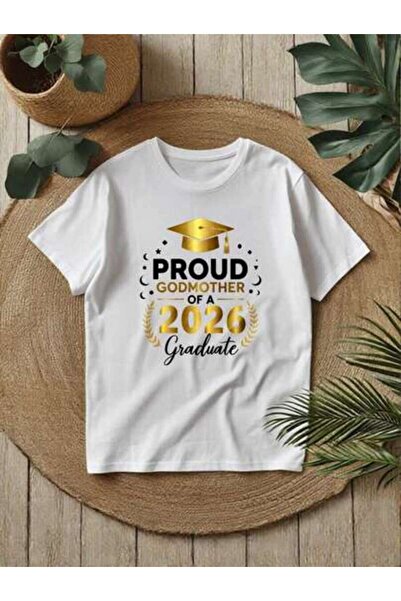 2BIR Adult Unisex "Proud Godmother Of A 2026 Graduate" Graphic T-Shirt, Loose...
