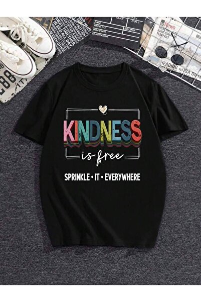21JNRY Women's Summer T-Shirt With Colorful 'KINDNESS' Print 'SPRINKLE IT EVE...
