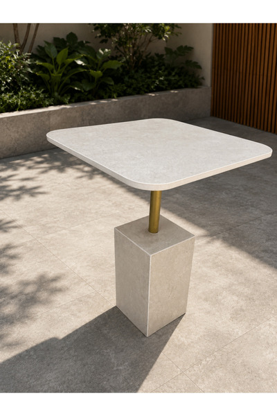 Genel Markalar Modern Porselen Sehpa Gold Metal Detaylı