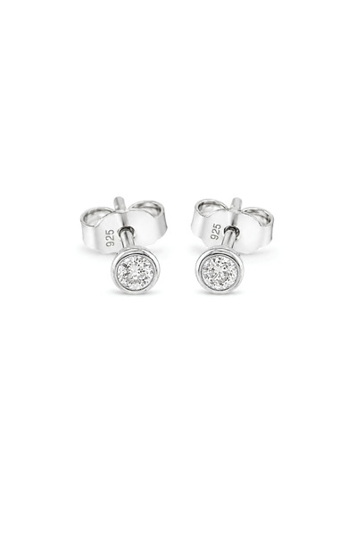Genel Markalar Servi 925 Ayar Zirkon 4 mm Taşlı Minimal Tektaş Küpe