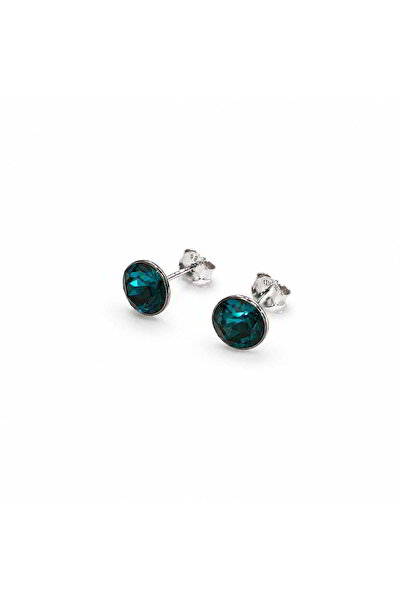 Generic Brand Cercei din argint 925, piatra zirconiu, Albastru teal, A3C4415BL2