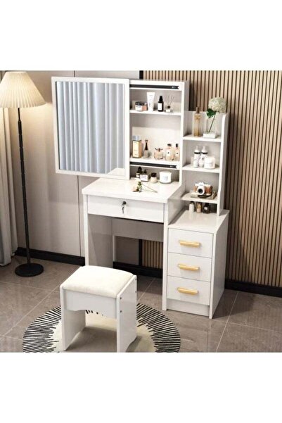 Generic Vanity Table with LED Light Mirror, Multifunctional Makeup Dressing T...