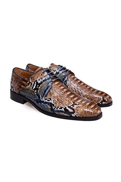 FRANCO CALVANI Tan Color Lace-Up Genuine Leather Men's Shoes