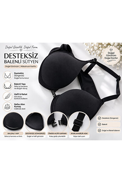 SATTENS Sutien fără susținere, cu deschidere frontală și închidere cu clips, ...