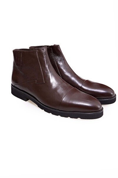 FRANCO CALVANI Brown Laceless Genuine Leather Men's Boots