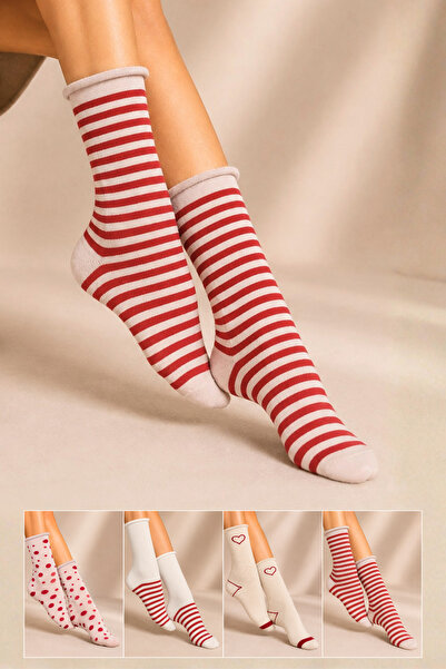 KARDEŞLER ÇORAP Women's Cotton Elasticless Socks with Patterned Design, Multi...