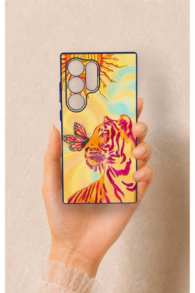 Vip Case Samsung S24 Ultra Compatible Tiger of the Sun Patterned Silicone Case