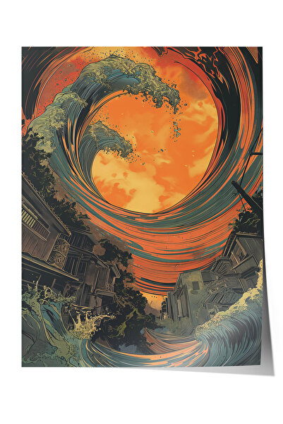 Zestia Poster Premium de Artă Abstractă, Vortex de Valuri Portocalii, Nr.: 20392
