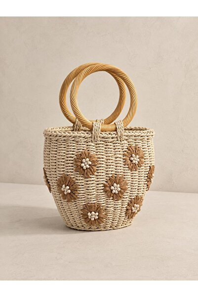Luminos Butik Μπεζ Ψάθινη Τσάντα CNT1149