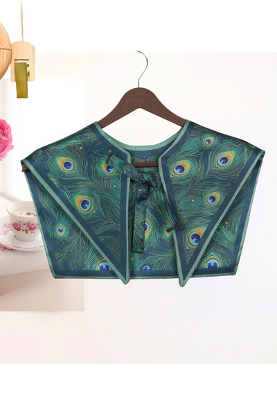 nurfemina Peacock Feather Patterned Emerald Green Luxury Women's Shoulder Sha...