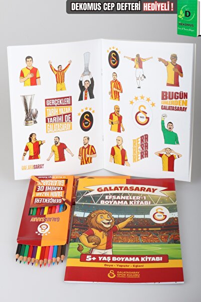 Galatasaray X Dekomus Licensed Sticker Coloring Book and Set of 12 Dry Paint ...