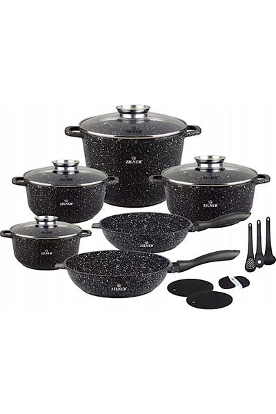 ZILNER Set de vase, 14 piese, oală de piatră, tigaie, set complet