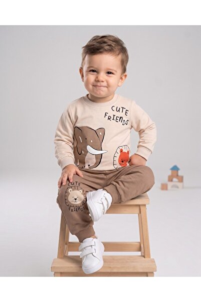 Ege Bebek Baby Boy Seasonal 2 Thread Elephant and Lion Printed 1-2-3-4 Years ...