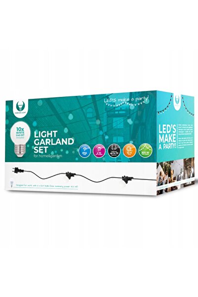 NO BRAND Ghirlandă luminoasă IP65 + 10 x becuri LED G45 2W
