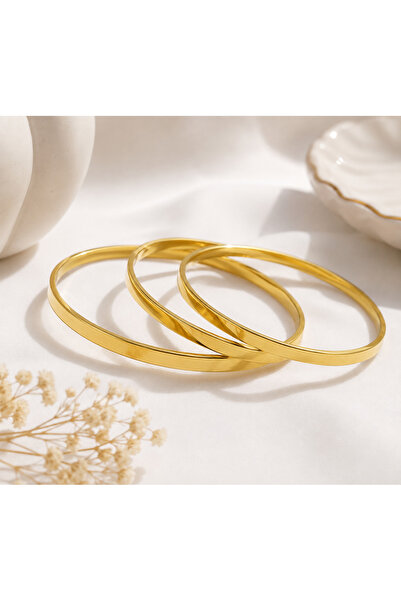Archhazel Jewelery Steel Gold Thick Triple Ajda Set Bracelet
