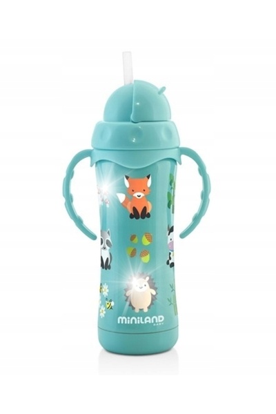 NO BRAND Miniland ML89189 Sticlă albastră cu pai 240 ml