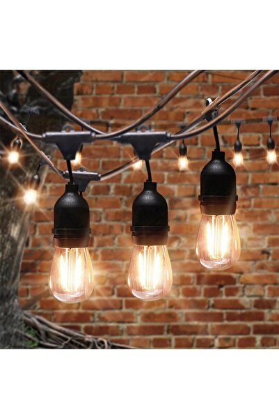 NO BRAND Ghirlandă luminoasă de grădină 15 m, 15 becuri LED E27 + cablu rezis...