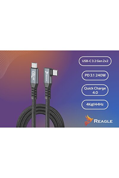 NO BRAND Cablu USB C cotit de 2M, încărcare PD 240W, QC 4.0, USB 3.2 Tip C, 2...