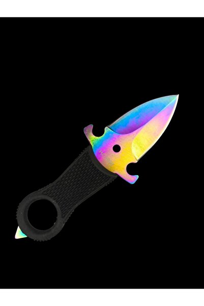 NO BRAND Cuțit de gât tip push dagger NECK RAINBOW curcubeu FULL TANG ND280