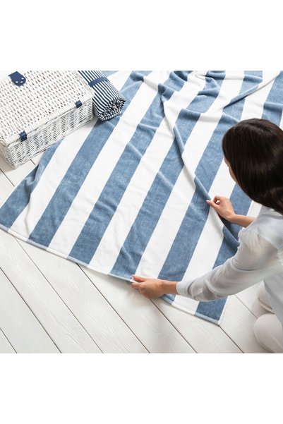 NO BRAND Prosop LAWENA cu dungi albe și albastre 100x150 cm HOMLA