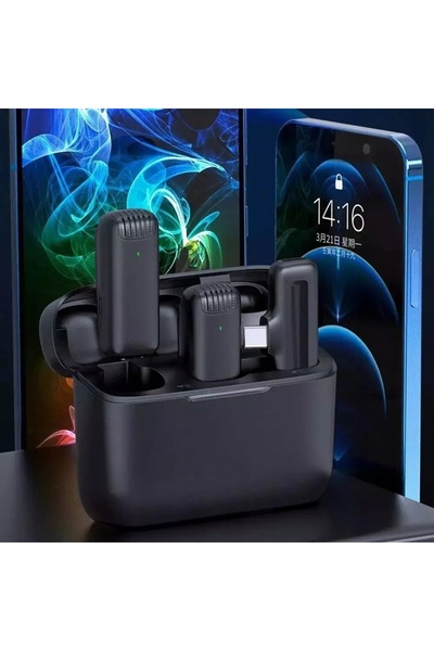 NO BRAND 2x Microfon wireless de lavalieră pentru USB-C Lightning iPhone 17 1...