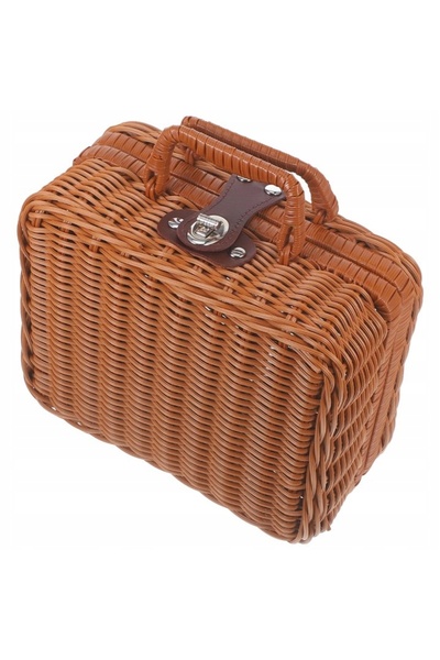 NO BRAND Coș de picnic din răchită și ratan, mic, organizator de alimente, vi...