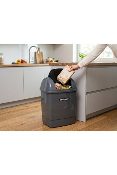 NO BRAND Coș de gunoi din plastic Bentom 26L gri închis cu clemă sub birou