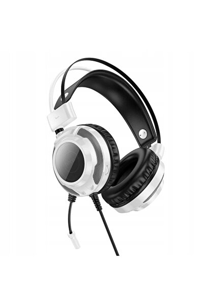 NO BRAND Căști pentru jocuri Hoco W110 RGB USB + mufă de 3,5 mm, albe