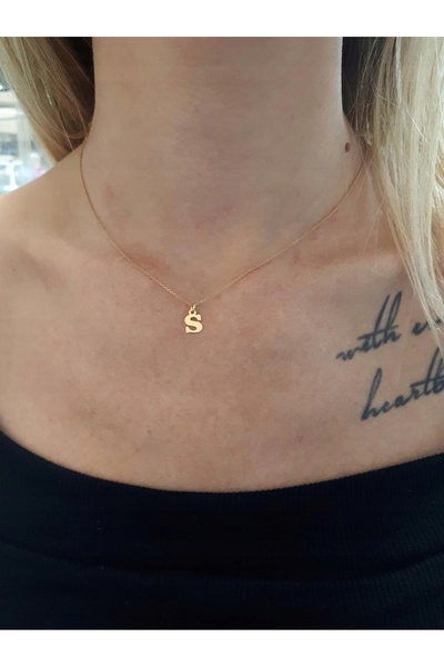 NO BRAND Colier din aur cu lanț și literă „S”, în cutie, argint 925 placat cu...