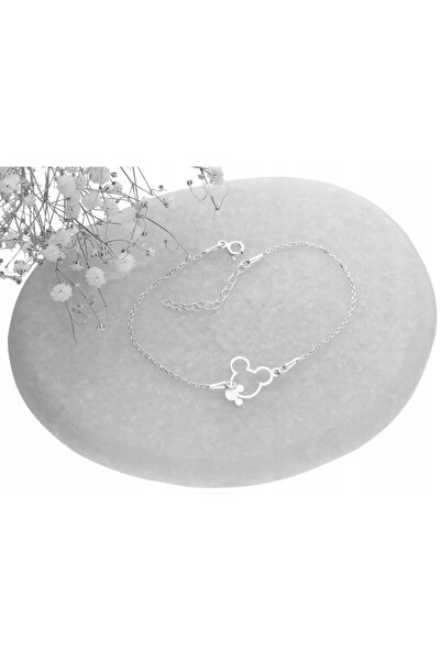 NO BRAND Brățară masivă argintie MICKEY MOUSE BOX argint 925 placat cu aur 17 cm