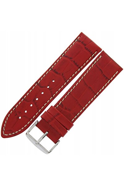 NO BRAND HIRSCH Modena L - 24 mm - Roșu - Curea de ceas din piele