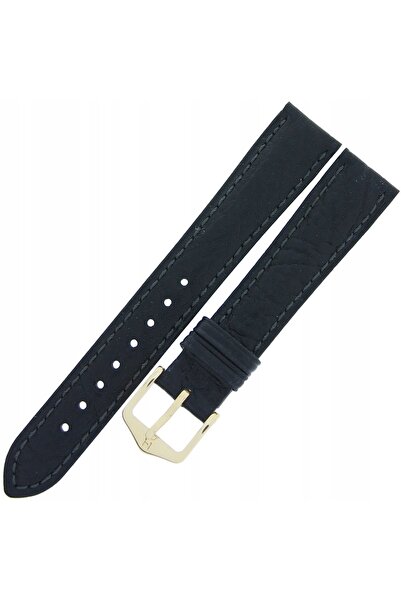 NO BRAND HIRSCH Camelgrain M - NEGRU - 16 mm - Curea de ceas din piele