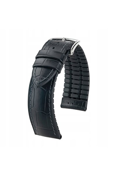 NO BRAND HIRSCH Paul XL - NEGRU/Negru - 20 mm - Curea din piele și cauciuc pe...