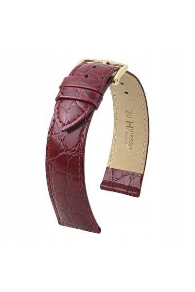NO BRAND HIRSCH Crocograin M - BURGUNDY - 20mm - Curea de ceas din piele