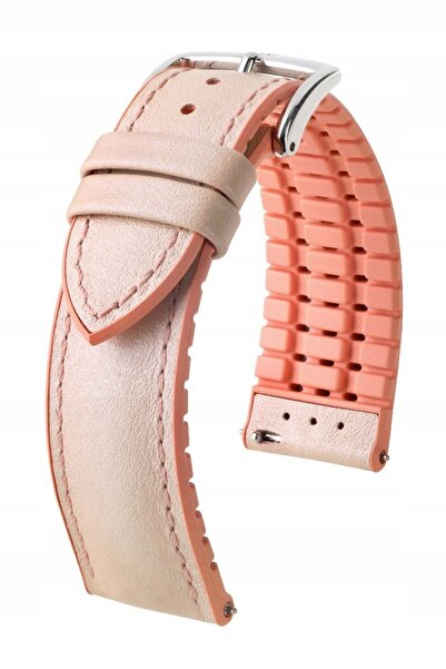 NO BRAND HIRSCH Lindsey M - 18mm - Bej Roz/Roz - Curea din piele și cauciuc p...